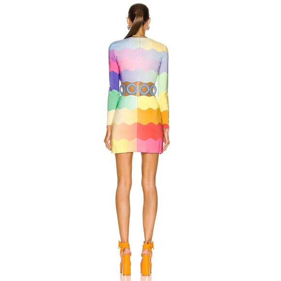 CASABLANCA Waist Cut Bodycon Dress in Rainbow 36 New Mini Cocktail Womens - Picture 2 of 15